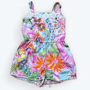 Lilly Pulitzer Romper Boho Crochet Lace & Fringed Colorful Floral Playful ~ 6/6X